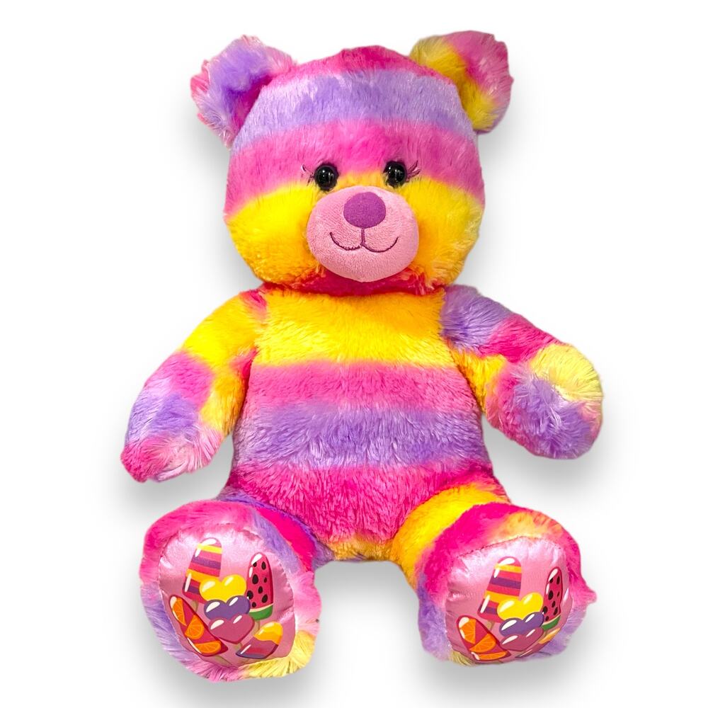 Build a Bear Tropical Popsicle Teddy Bear Rainbow Stripe Pink Purple Yellow 2019